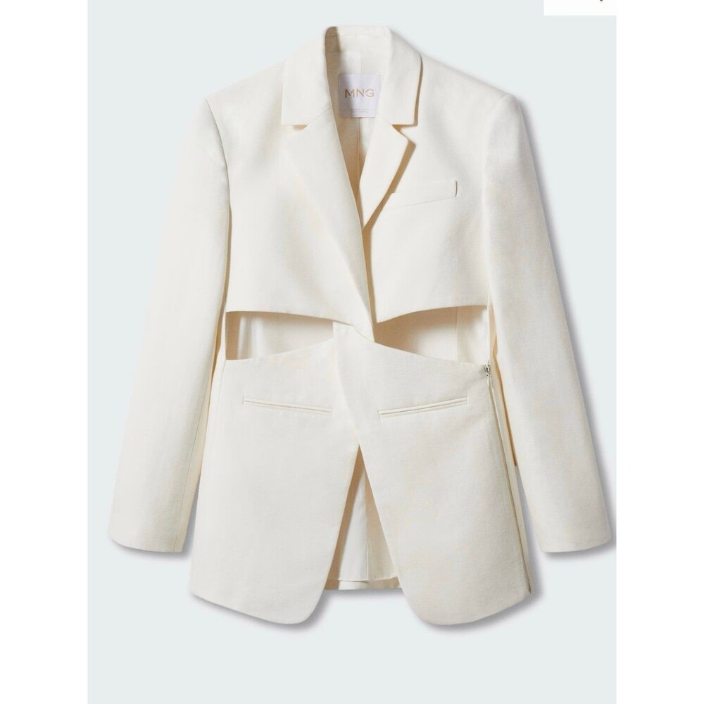 Mango Linen blazer with cut-out